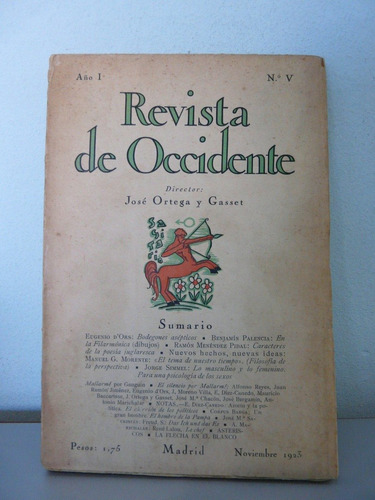 Revista De Occidente  Año:i- Nº:v - José Ortega Y Gasest