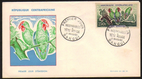 Col 18435 África Central Fdc Pássaros Papagaios 1963