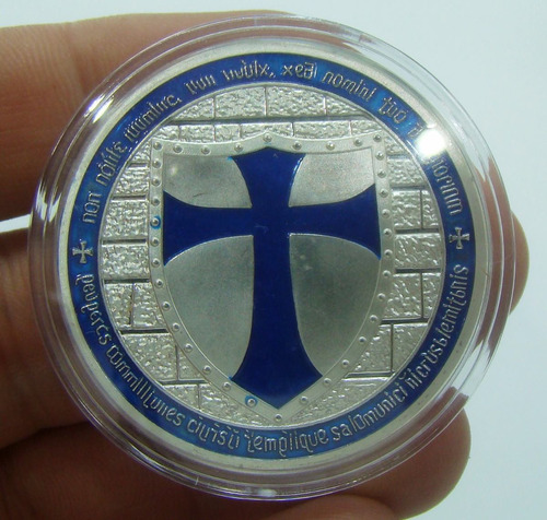 A74 Moeda/medalha Cavaleiros Templários 40mm Prata/azul