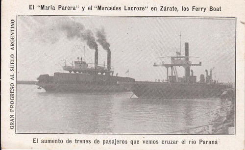 Postal Argentina Ferry Boat Maria Parera Y Mercedes Lacroze
