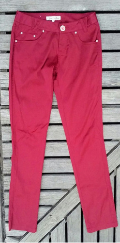 Pantalón Chupín Rojo Sedoso Elastizado Talle M