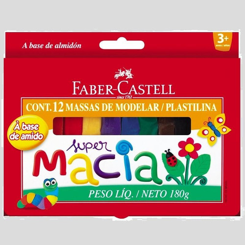 3 Massa Plastilinas Faber-castell - 12 Cores 180g