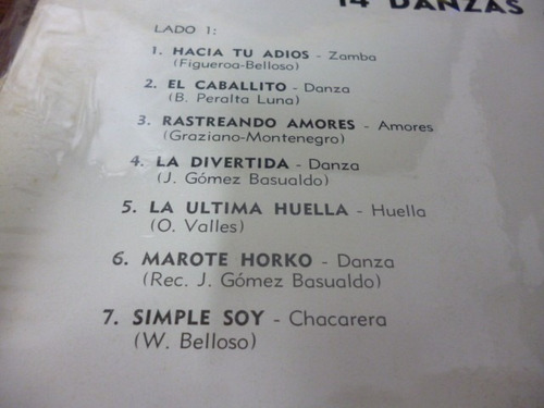 Waldo Belloso 14 Danzas Vinilo Argentino Promo (Usado)