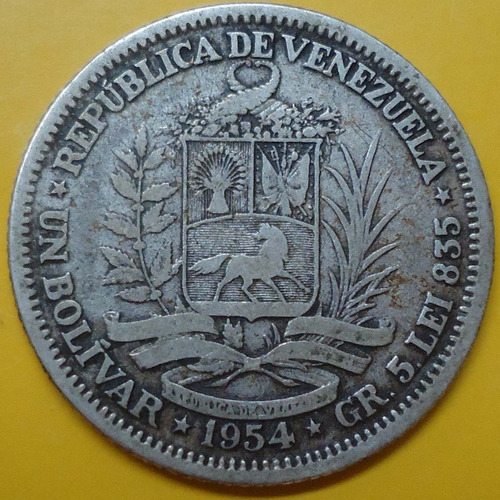 Venezuela Plata 1 Bolivar 1954