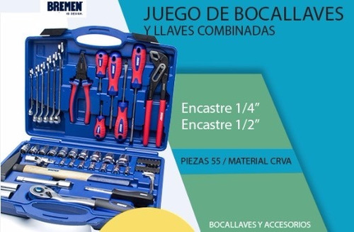 Caja Herramientas Bremen Tubos Bocallaves Llaves Combinadas