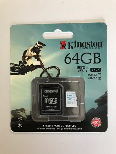 Micro Sd Kingston Hi End Action Camera De 64gb. Sdcac/64gb