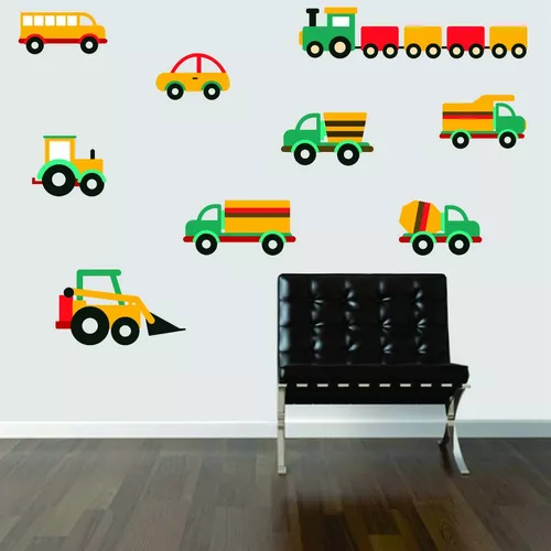 Adesivo de Parede Infantil Trator e Caminhão - Modelo Exclusivo