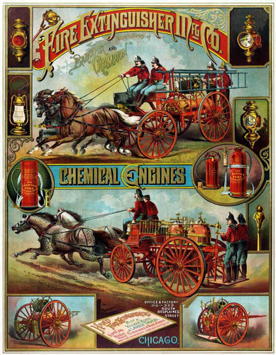 Lienzo Tela Canvas Carro De Bomberos Chicago 1890 64 X 50