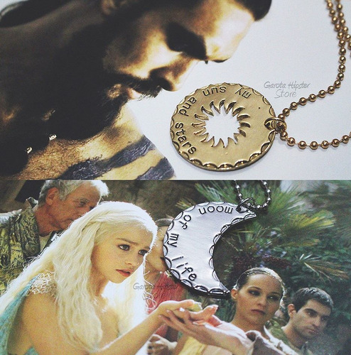 Imagem 2 de 3 de Colares Game Of Thrones Casal Daenerys & Khal Drogo Dourado