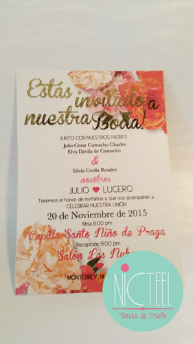 Invitaciones Boda Vintage Modernas  Con Foil Económicas