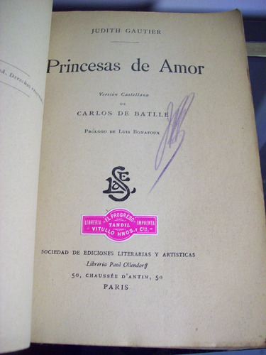 Adp Princesas De Amor Judith Gautier / Paris