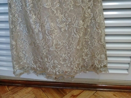 Vestido Fiesta Con Capa Color Oro Integramente Bordado,impec