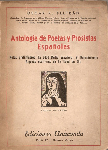 Antologia De Poetas Y Prosistas Españoles  Tomo 1 Beltran