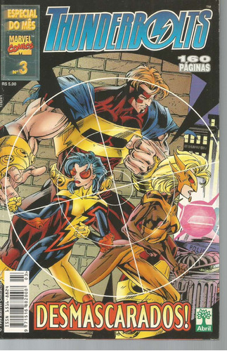 Thunderbolts N° 03 - Desmascarados ! - Em Português - Editora Abril - Formato 13,5 X 20,5 - Capa Mole - 1999 - Bonellihq 3 Cx443 H18