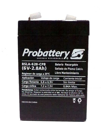 Bateria 6v 2.8 Amper Probattery