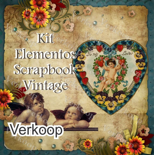 Kit Scrapbook Digital Vintage Flores Fondos Elementos