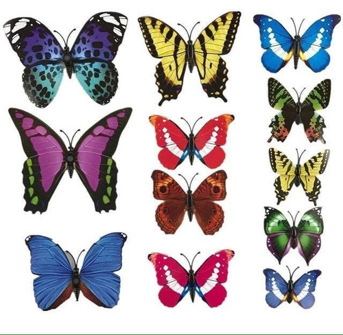 Lote De 24 Mariposas Sencillas Decorativas 3d - Colores