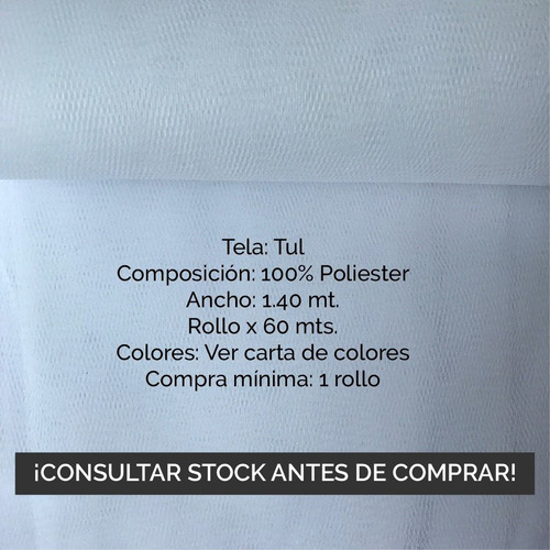 Imagen 3 de 4 de Tela Tul Por Rollo 60m 1.40 Ancho