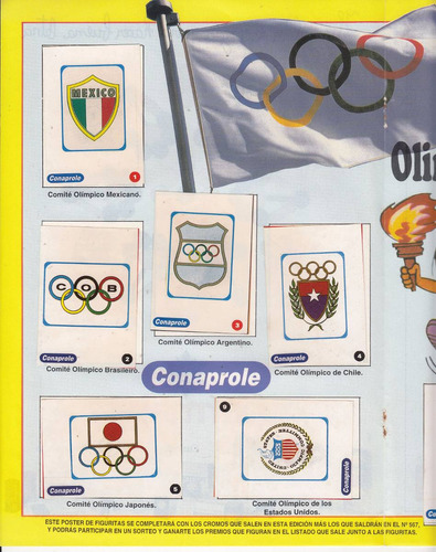 Conaprole Olimpiadas 1996 Poster Con 10 Figuritas Charona