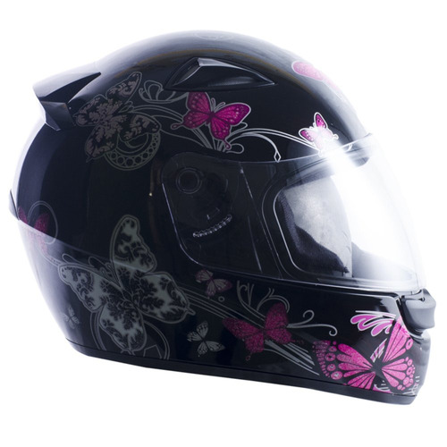 Capacete Ebf Feminino 58 New Spark Borboletas Preto Rosa