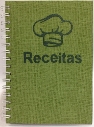 Caderno De Receitas Personalizado Em Tecido Verde 80 Folhas