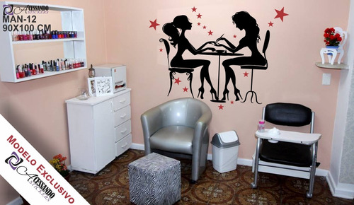 Imagem 1 de 3 de Adesivo Parede Manicure Unhas Estrelas Promoção + Barato New