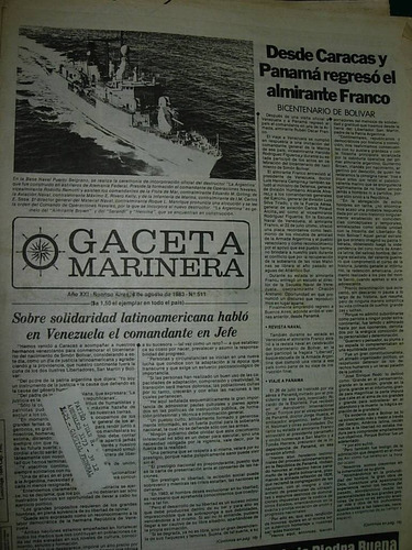 Diario Gaceta Marinera Armada 511 Almirante Franco Bolivar