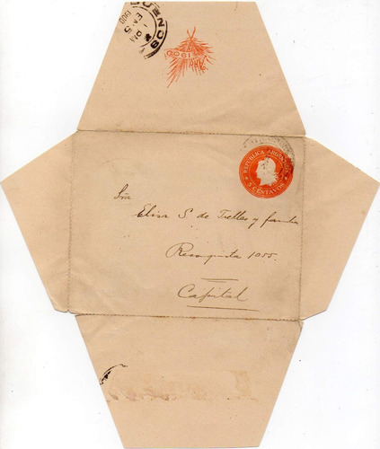 Argentina 1900. Sobre Carta Entero Postal De 5c. Gj Scz 5 C