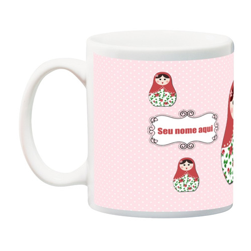 Caneca Em Porcelana Branca Personalizada Matrioska