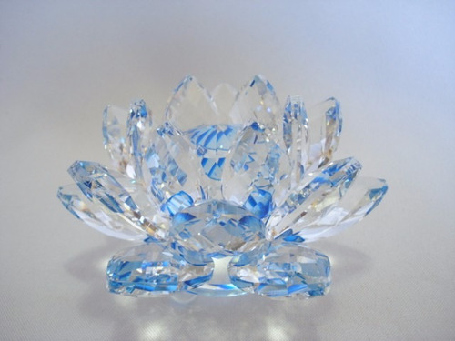 Flor De Lótus De Cristal Azul  11cm