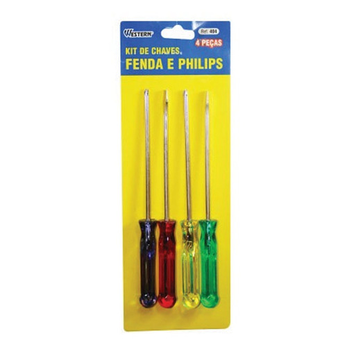 Kit Chave De Fenda E Philips Com 4 Peças - Western | 404