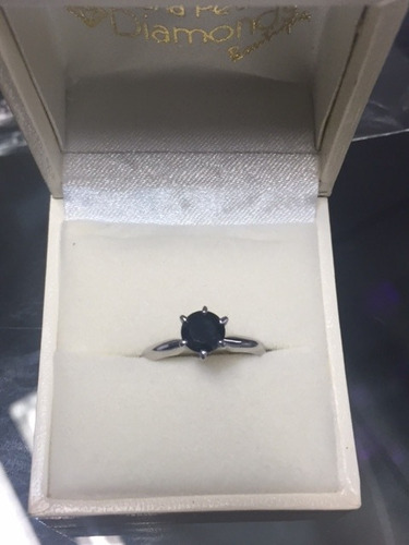 Imagen 3 de 8 de Anillo Con Diamante Cultivado Redondo Negro 100 Pts.