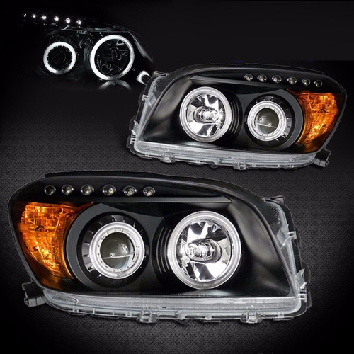 Toyota Rav4 2006 - 2008 Juego De Faros Con Ojo De Angel Negr