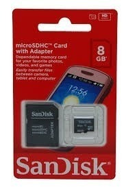Cartao De Memoria Micro Sd Sandisk 8g Com Adaptador Lacrado
