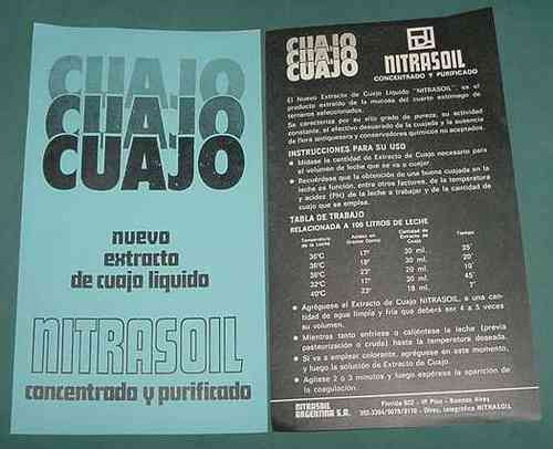 Folleto Publicidad Extracto De Cuajo Nitrasoil Argentina Sa