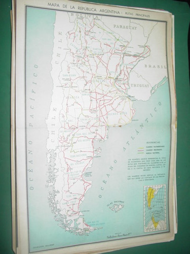 Lamina Poster Revista Billiken Mapa Rutas Argentina