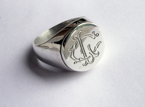 Anillo Sello Personalizado De Plata Nombre Iniciales H T 18 Envío Gratis