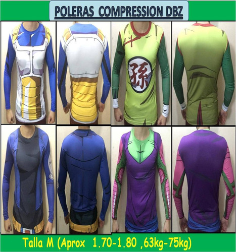 Poleras Dragon Ball Z, Compresion Spandex Manga Larga Dryfit