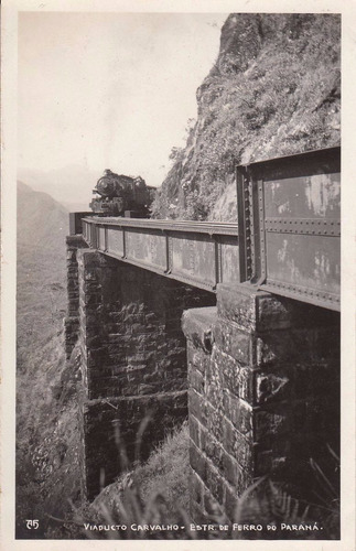 Antigua Foto Postal Viaducto Carvalho Ferro Do Parana Brasil