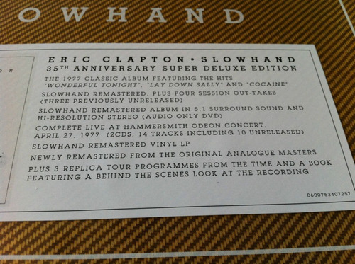 Eric Clapton Slowhand 35th Anniversary 3cd+dvd Audio+lp180g.