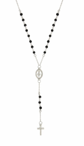 Black Spinel Rosary Necklace 18  + 2