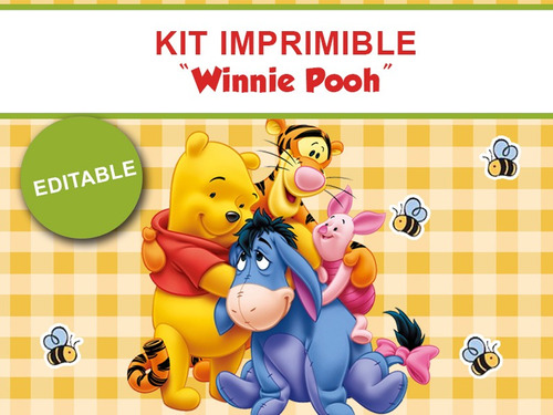 Kit Imprimible Editable Pooh Y Sus Amigos, Golosina Candybar