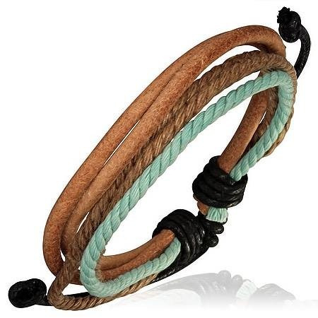 Pulsera De Piel Ajustable Tiras Verde Café Negro 0353