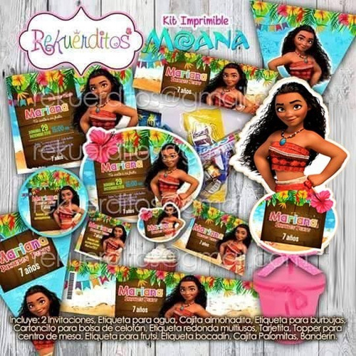 Kit Imprimible Editable Cumpleaños Moana