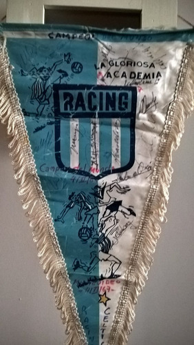 Banderin Racing Club - Campeon Del Mundo 1967 Firmado !!!!!!