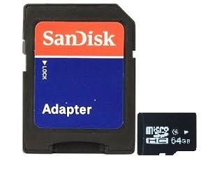 Micro Sdhc 64 Gb + Adaptador A Sd Sandisk