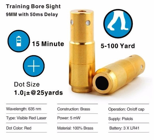 Laser Rojo Practica Dry Fire - Calibre 9mm