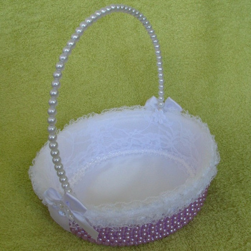 Cestinha Florista Para Casamento Peroladas - Cor Lilas