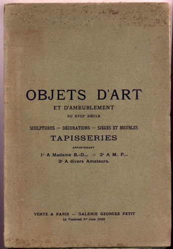 Collectif, Etienne Ader, Objets D'art Et D'ameublement 1923