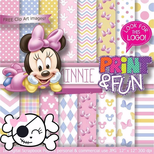 Kit Imprimible Pack Fondos Minnie Baby Clipart